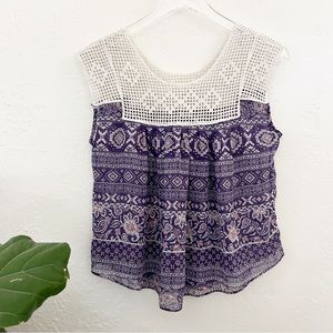 Forever 21 Purple Boho Crochet Blouse in Size Medium